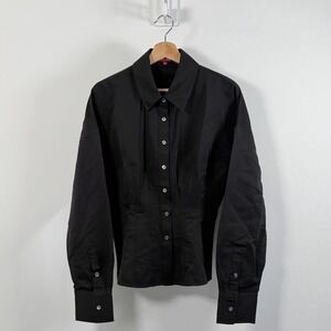 Staud Ophelia Top Womens Medium Black Structured Tailored Button Down Shirt